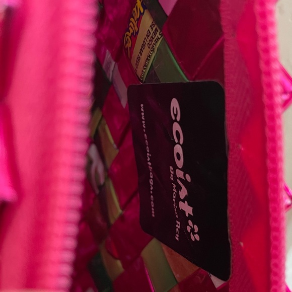 Adorable Candy Wrapper Wristlet Purse Handbag Clutch Pink Green Recycled - Picture 4 of 4